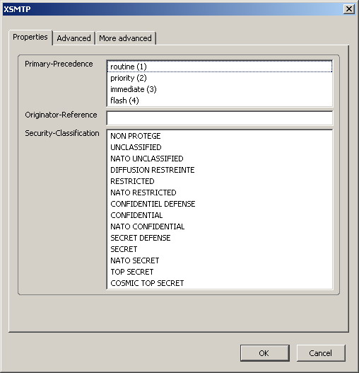 XSMTP dialog box